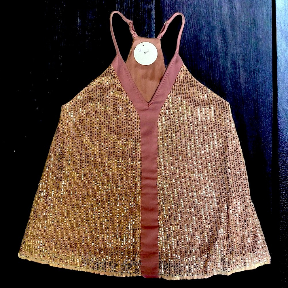 Pink Sequin Embellished Tank Top | Women’s Size Small